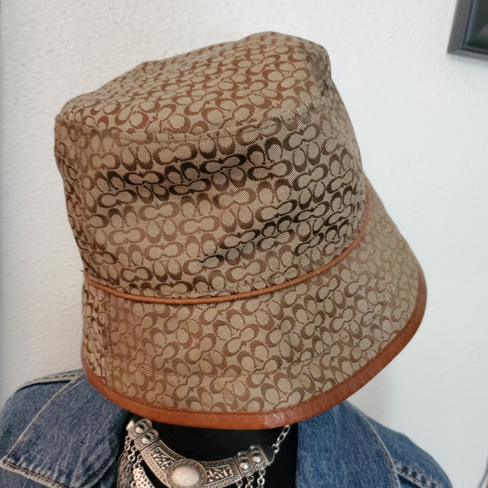 Coach Brown Signature Mini C Jacquard Monogram Bucket Hat Medim Large - Picture 3 of 13